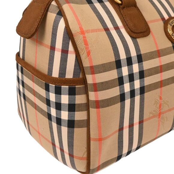 Burberry Nova Check Bowling Bag Canvas Beige Canvas Handbag (Pre-Owned) - Picture 3 of 10